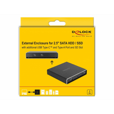 DELOCK 42618 2.5" USB 3.0 Külső HDD/SSD ház - Fekete (42618)