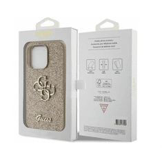Guess Glitter Script Big 4G Apple iPhone 15 Pro hátlap Tok - Arany (GUHCP15LHG4SGD)