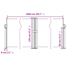 Vidaxl antracitszürke behúzható oldalsó napellenző 120 x 1000 cm (4004703)
