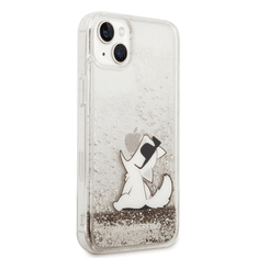 Karl Lagerfeld Liquid Glitter Choupette Eat Apple iPhone 14 Plus Szilikon Tok - Arany/Mintás (KLHCP14MGCFD)