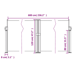 Vidaxl antracitszürke behúzható oldalsó napellenző 120 x 600 cm (4004598)