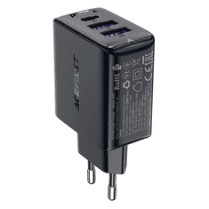 AceFast A57 2x USB-A / USB-C GaN Hálózati töltő - Fekete (35W) (A57)