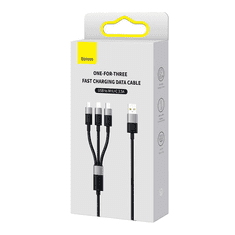 BASEUS 3in1 USB - USB-C + Micro + Lightning kábel 3.5A 1.2m fehér (CAXS000001) (CAXS000001)