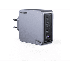 Ugreen Nexode Pro 160W GaN Charger with USB-C Cable Univerzális Fekete, Szürke AC Gyorstöltés Beltéri (25877)