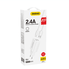 DUDAO 2x USB-A Hálózati töltő - Fehér (5V / 2.4A) (CHARGER A2 EU+ MICRO CABLE)