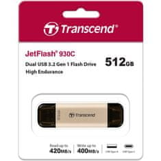 Transcend JetFlash 930C 512GB USB 3.2 Gen 1 Arany Pendrive TS512GJF930C