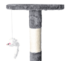 BigBuy Macska mászóka kaparófával, fekvőhellyel, kuckóval és játék egérrel - 118 x 49 cm, szürke (BB-7935)