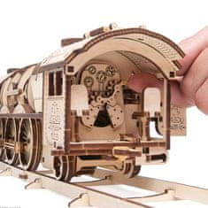 UGEARS Játék 3D fa mechanikus puzzle V-Express 4-6-2 gőzmozdony tenderrel