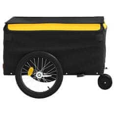 Vidaxl fekete-sárga vas kerékpár-utánfutó 30 kg 94099