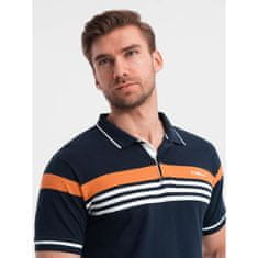 OMBRE Férfi póló póló három színű csíkokkal sötétkék MDN125000 M
