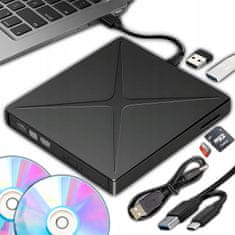 Dexxer 4 az 1-ben hordozható külső meghajtó CD és DVD író USB 3.0 SD olvasó