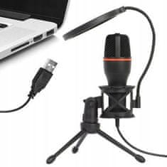 Dexxer Asztali LED RGB kondenzátor álló mikrofon USB + állvány