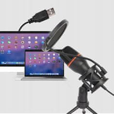 Dexxer Asztali LED RGB kondenzátor álló mikrofon USB + állvány