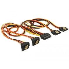 DELOCK 15 pin-es SATA tápcsatlakozó kábel 2x egyenes / 2x lefelé kimenettel 50cm (60152) (dl60152)