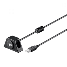 PremiumCord Asztalra szerelhető USB-A apa - USB-A anya 2.0 Hosszabbító kábel - Fekete (3m) (KU2DOCK3)
