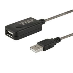 SAVIO CL-130 USB-A apa - USB-A anya 2.0 Aktív Hosszabbítő kábel - Fekete (10m) (CL-130)