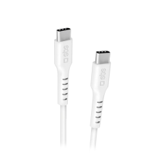 SBS TECABLE USB-C apa - USB-C apa 2.0 Adat és töltő kábel - Fehér (1.5m) (TECABLE15TCC100W)