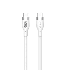 Hyper HyperJuice 240W USB-C apa - USB-C apa 2.0 Adat és töltőkábel - Fehér (2m) (HJ4002WHGL)