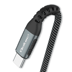Qoltec 52357 USB-C apa - USB-C apa 2.0 Adat és töltő kábel - Fekete (1m) (52357)