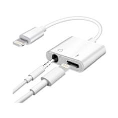 TKG Adapter: Devia EH018 - 2in1 Audio + töltő (Lightning) adapter iPhone készülékekhez, fehér