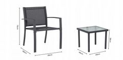 RAMIZ Modern sötét szürke kerti bútor készlet ( 2 szék + asztal)