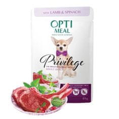 OptiMeal nedves eledel felnőtt miniatűr és kistestű kutyáknak bárányhússal és spenóttal mártásban 12x85