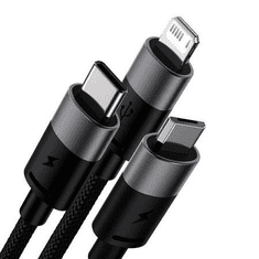 BASEUS 3 az 1-ben USB-A --> USB-C/Lightning/Micro USB kábel 0,6 m fekete (P10319900111-00) (P10319900111-00)