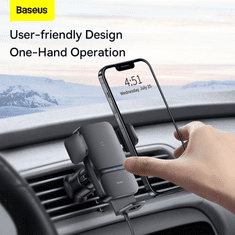BASEUS Car Mount Wireless Charger Wisdom Auto Alignment Air Outlet base QI 15W Black (CGZX000001) (CGZX000001)