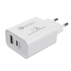 Maclean MCE485W USB-C / USB-A Hálózati töltő - Fehér (20W) (MCE485W)