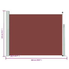 Vidaxl barna kihúzható oldalsó teraszi napellenző 140 x 500 cm (48399)