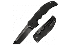 Cold Steel Hideg acél 27BTH Recon 1 taktikai kés 10,2 cm, teljesen fekete, részleges fogazás, G10
