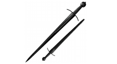 Cold Steel 88ARM MAA Arming Sword gyűjthető kard 71 cm, teljesen fekete, acél, bőr, bőr tok