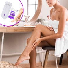 Netscroll Női borotva nedves vagy száraz borotválkozáshoz, alkalmas a test minden részére, USB töltés, LED fény a szőrszálak jobb láthatóságához, táskába való méret, SmoothTouch