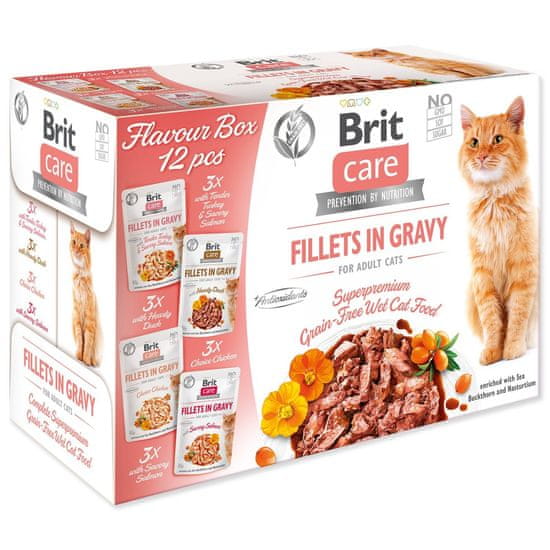 Brit Care Cat Flavour dobozos macskafilé mártásban Multi 12x85g