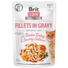 Brit Care Cat pulyka és lazac, filé mártásban 85g