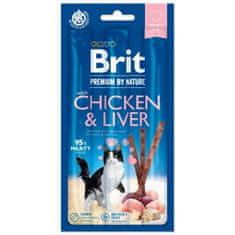 Brit Premium by Nature Macska csirke és máj jutalomfalat, pálcika 3db