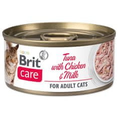 Brit Care Cat tonhalas és csirkés konzerv tejjel, filé 70g