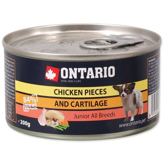 Ontario Junior csirkedarabok és porcok konzervje 200g