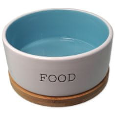 Dog Fantasy kerámia tál FOOD fehér/kék, alátéttel 16x6,5cm, 850ml