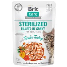 Brit Care Cat Sterilizált pulyka, filé mártásban 85g
