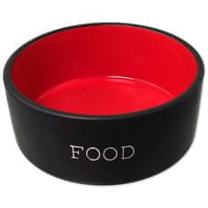 Dog Fantasy kerámia tál FOOD fekete/piros 13x5,5cm, 400ml
