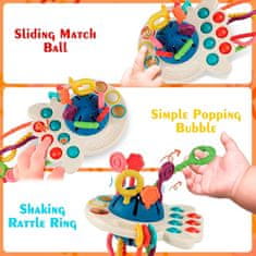 PrimePick FunBaby Felfedező, interaktív érzékelő játék gyermekeknek, gombok, zsinórok, különböző színek, karikák, különböző textúrák, fejleszti a motoros készségeket és a kreativitást, kiváló ajándék, FunBaby