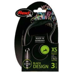 Flexi Póráz Black Design kábel XS fekete 3m