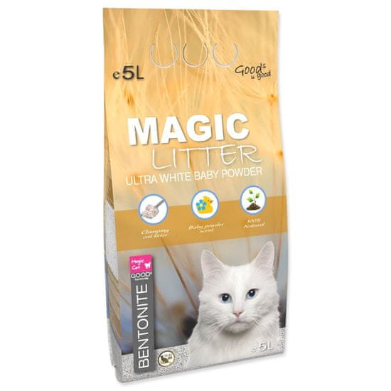Magic cat Magic Litter Bentonit ultra fehér bébi por 5L/4,4kg