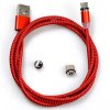 USB kábel 3in1 mágneses csatlakozóvégekkel-Piros