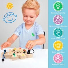 PrimePick Oktató didaktikus játék gyermekeknek, tanulás és játék LED világítással, finommotoros készségek fejlesztése,hordozható és biztonságos használat zárt vagy nyitott terekben, dinoszaurusz forma,SwitchToy