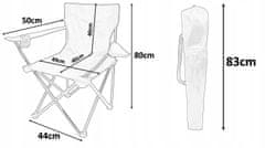 RAMIZ Összecsukható szék kemping, horgász, fekete, 52 x 52 x 80 cm