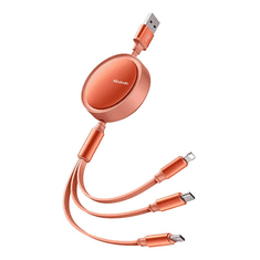 Mcdodo 3 az 1-ben USB-A - USB-C - Micro USB - Lightning visszahúzható kábel 1.2m narancs (CA-7252) (CA-7252)