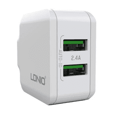 LDNIO A2201 2xUSB-A hálózati töltő + MicroUSB kábel fehér (A2201 Micro)