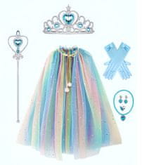 EXCELLENT Szivárvány hercegnő köpeny - kék ékszer készlet